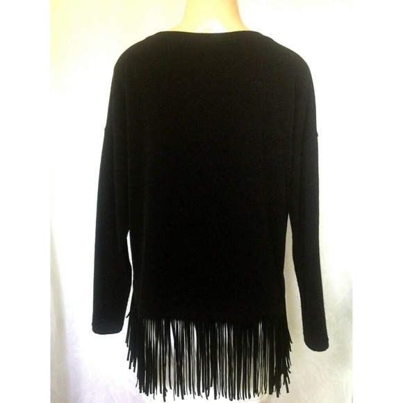 Joseph Ribkoff Black Sweater Top Fringe Hem Knit 8 - Picture 4 of 9